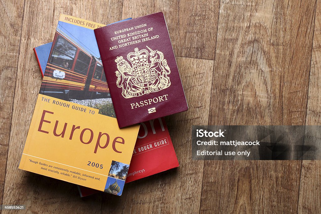 Travel guide - Europe London, United Kingdom - July 20, 2011: Rough guide travel book for Europe. Rough guide Ltd is a travel book and reference publisher. Their titles cover over 200 destinations. Advice Stock Photo