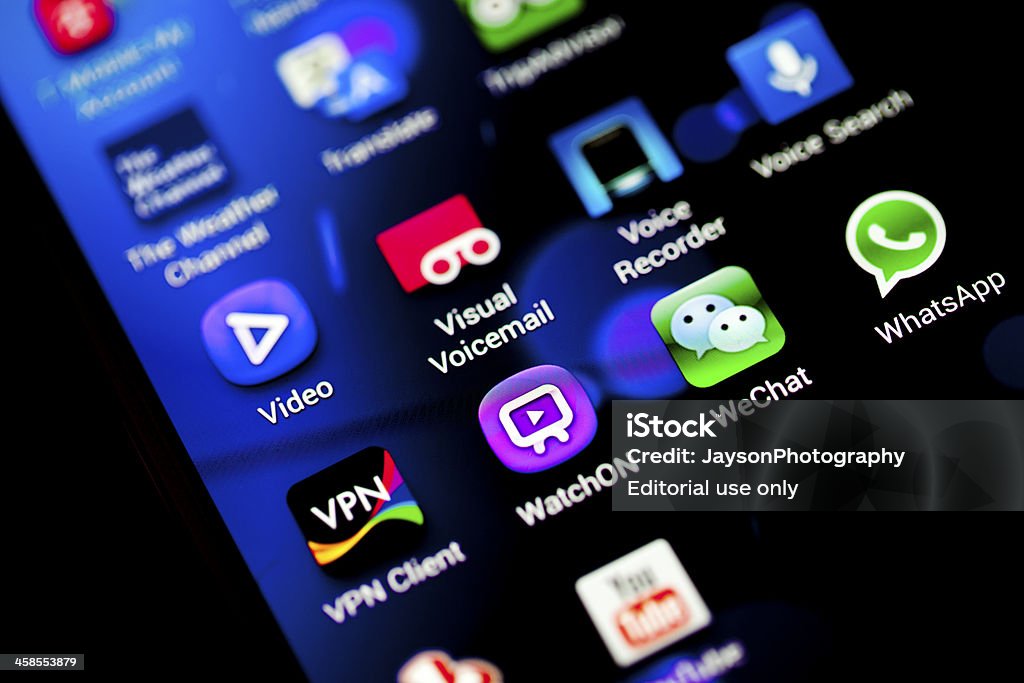 WeChat con altre app mobile - Foto stock royalty-free di Alfabeto