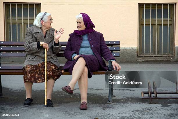 Two Old Women Resting Outdoors Stock Photo - Download Image Now - Discussion, Friendship, People