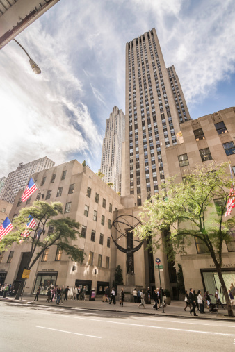 New York City, USA - September 25, 2013: Rockefeller Center is a complex of 19 commercial buildings covering 22 acres between 48th and 51st streets in New York City