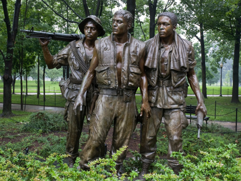 Washington DC, United States of America - June 20, 2009: Close-up of \'The Three Soldiers\' statue, sculpted by Frederick Hart. Located in the Vietnam Veterans Memorial in Washington DC