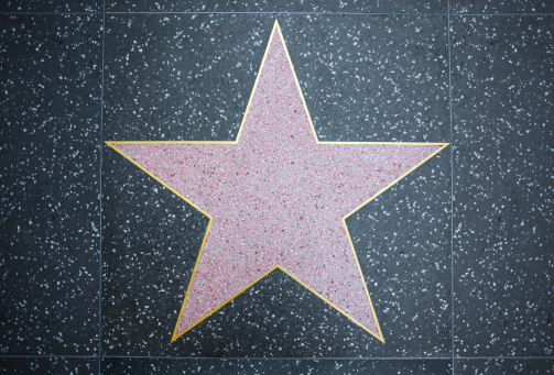 Los Angeles, California - December 19, 2022: Close-up of the Los Angeles Dodgers star embedded on the Hollywood Walk of Fame.