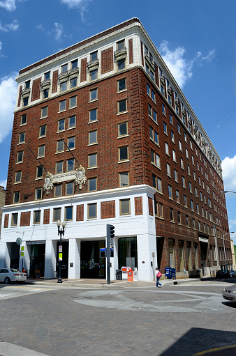 Knoxville, Tennessee, USA - April 29, 2011: The Farragut hotel, situated on the corner of Clinch Avenue and Gay Street in Knoxville is an upscale urban residence. It is a popular residence because it is within walking distance of 
