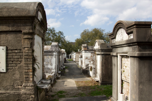 New Orleans, Louisiana, United States aa February 15, 2011: A row of tombs in Lafayette Cemetery #1 in the Garden District of New Orleans.