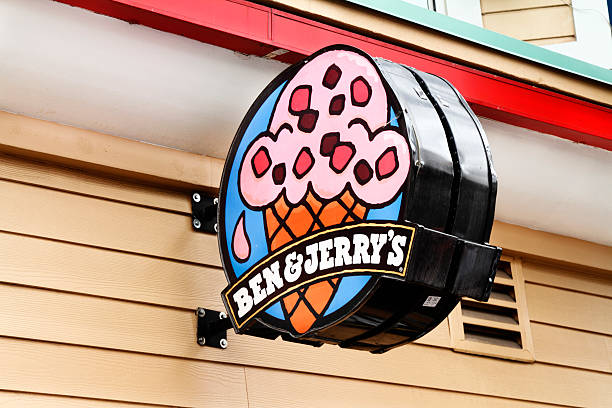Ben and Jerry's Ice Cream shop sign stock photo