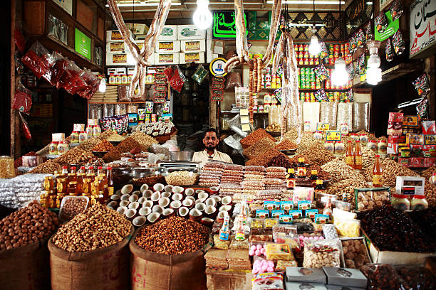 Frutas secas Shop no Empress mercado, Karachi Paquistão - foto de acervo