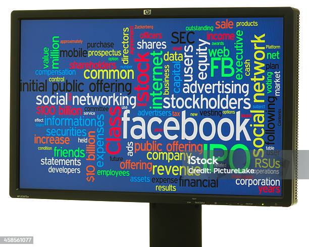 Facebook Ipo Word Cloud - Fotografie stock e altre immagini di Attrezzatura informatica - Attrezzatura informatica, Azioni e partecipazioni, Composizione orizzontale