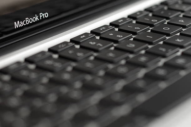 Dubai, UAE - August 3, 2013: A close-up of a keyboard and track pad of a beautifully designed Apple MacBook Pro laptop