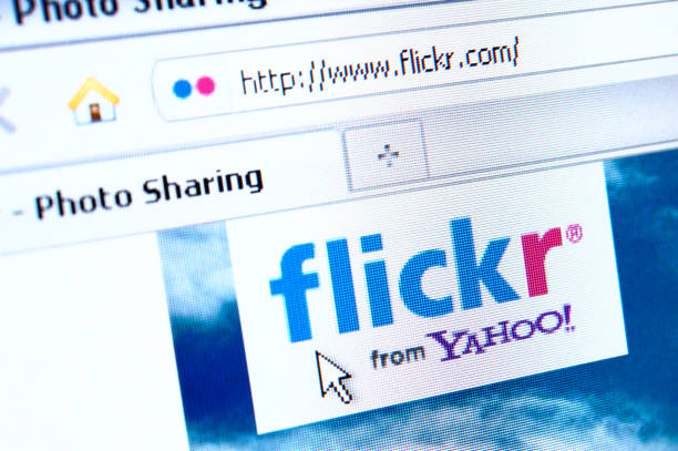flickr página web en el navegador - flickr browser internet web page fotografías e imágenes de stock