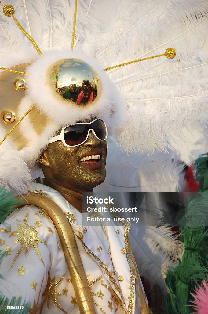 Curacao Carnival Parade Willemstad, CuraAao, Netherlands Antilles - February 14, 2010: A fancifully dressed participant marches in the Gran Marcha (Main Parade) of Carnival in CuraAao. Carnival - Celebration Event Stock Photo