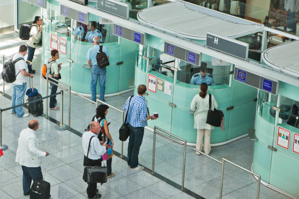 Passport Control at Munich Airport stock photo