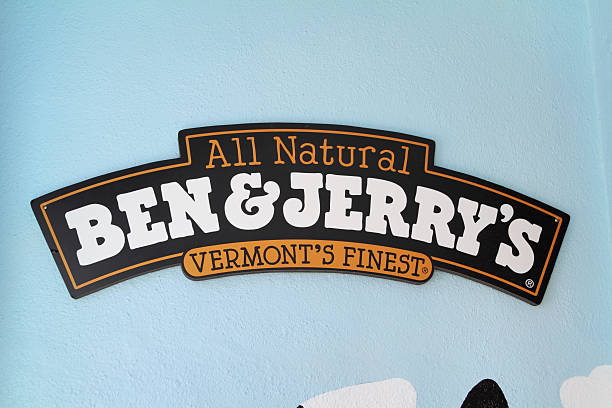 Charleston, SC, USA - March 12, 2011: A Ben and Jerry's Ice Cream shop sign on a shop wall in downtown Charleston, SC. Ben and Jerry's is a national chain of ice cream shops that use all natural ingredients to make gourmet ice cream in many flavors.