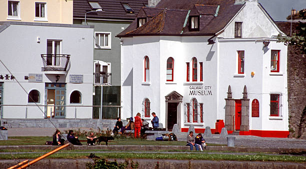 teenagers outside the Galway City Museum stock photo