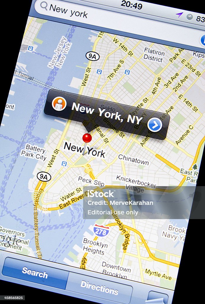 Google Maps On Iphone 4 Stock Photo - Download Image Now - Map, Google -  Brand-name, Straight Pin - iStock
