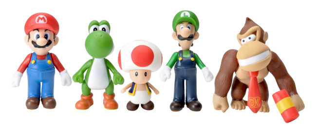 Forest Row, East Sussex, UK - july 5th 2011: Nintendo characters shot in home studio on white then cut out and placed into one image