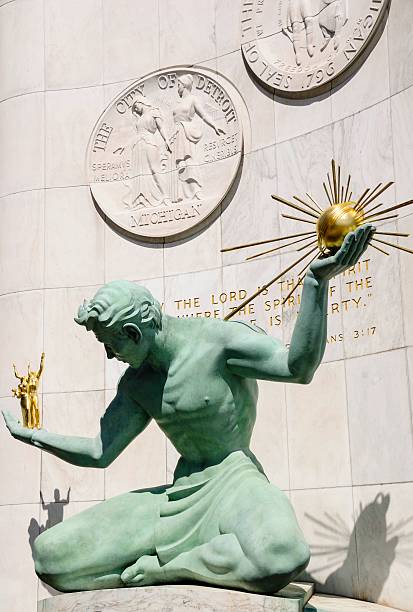 The relief of a greek goddes with bowl of hygeia above the entrance to the old pharmacy in Lviv, Ukraine