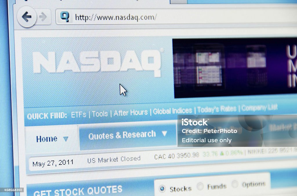 Nasdaq sitio web - Foto de stock de Actividades bancarias libre de derechos