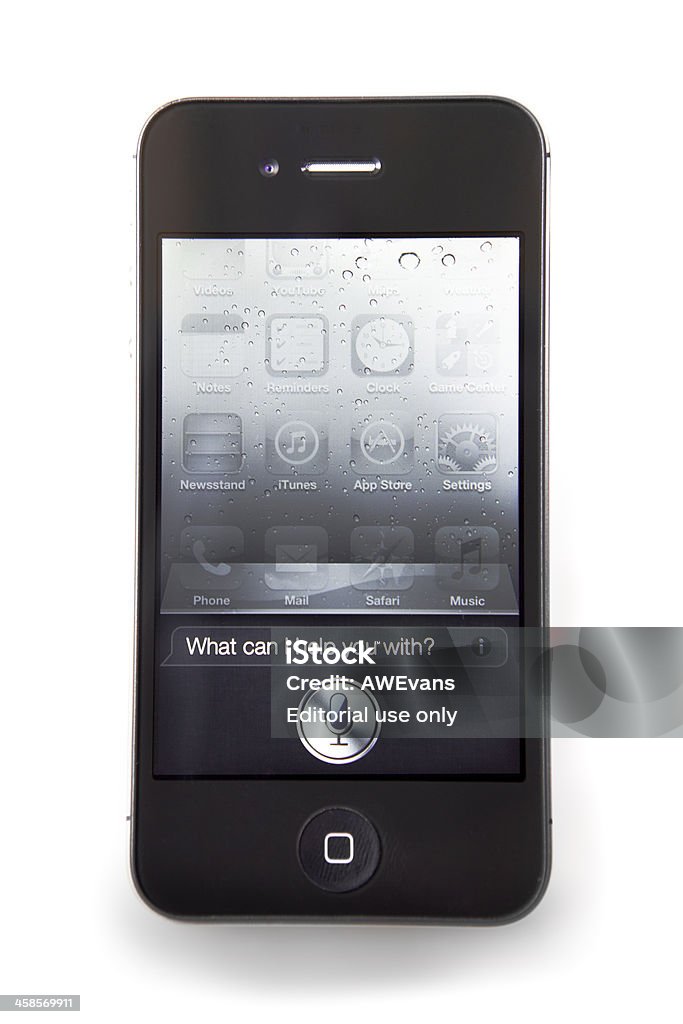 iPhone 4s com Siri aplicação - Royalty-free Aplicação móvel Foto de stock