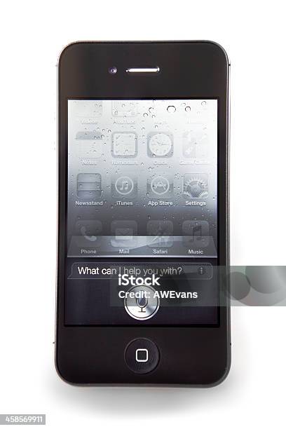 Iphone 4s Com Siri Aplicação - Fotografias de stock e mais imagens de Aplicação móvel - Aplicação móvel, Apple Computers, Assistente
