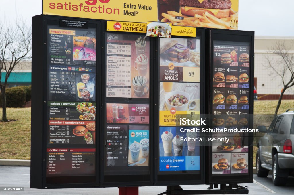 McDonald s Drive In Menu" - Foto de stock de Menú libre de derechos