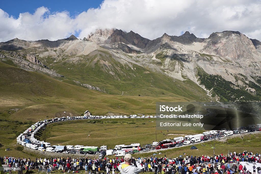 Col du Galibier durante o Tour de France palco de 2011 - Foto de stock de Tour de France royalty-free