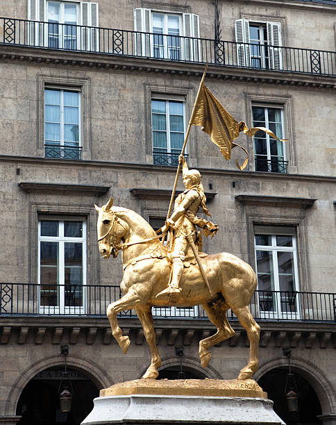 Paris, France - August 26, 2015: Equestrian statue of Joan of Arc, located in front of Church of Saint Augustine, was created by Paul Dubois in 1896. 