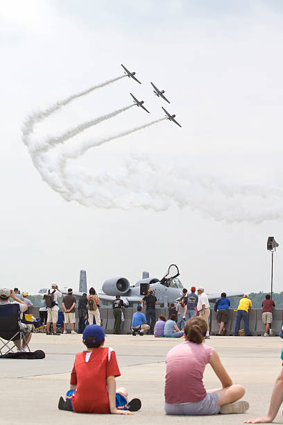 McGuire AFB, United States - May 12, 2007: Spectators enjoy not only looking at various aircraft on the ground but also get to see the fly-by action of many different aircraft at the 2007 McGuire AFB Open House & Airshow at McGuire AFB, New Jersey on May 12-13, 2007.