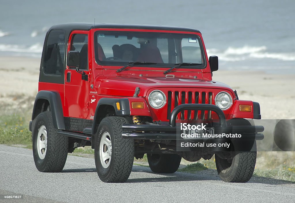 Red Tj 1997 Jeep Wrangler Hardtop On Street At Beach Stock Photo - Download  Image Now - iStock