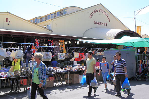 Melbourne Australia- October 12,2013: Tourists shopping souvenirs at famous Queen Victoria Market Melbourne Australia