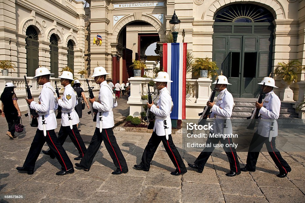 Parade of the kings Guards Bangkok, Thailand - January 4, 2010: Parade of the kings Guards, in the Grand Palace, Changing the Guard  in Bangkok, Thailand. The palace has been the official residence of the Kings of Thailand since 1782. Architecture Stock Photo
