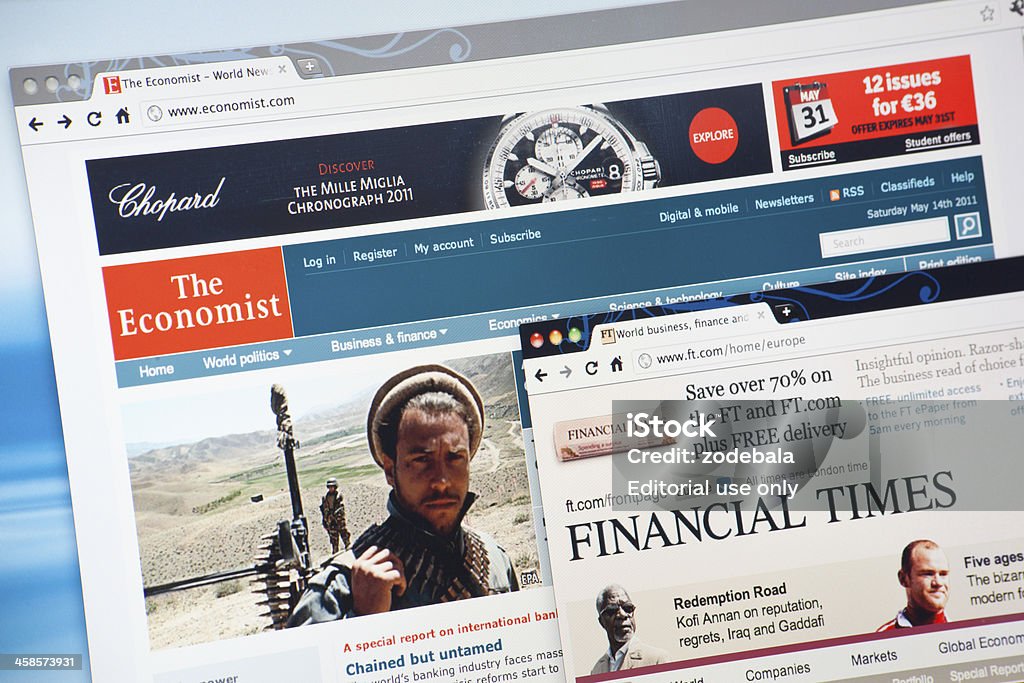 The Economist, Financial Times 웹 사이트 - 로열티 프리 Taliban 스톡 사진