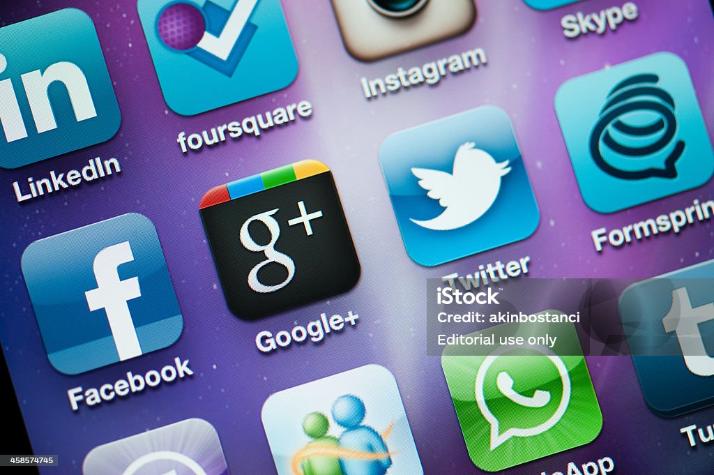 Social-Media-Apps auf Iphone - Lizenzfrei Apple Computer Stock-Foto
