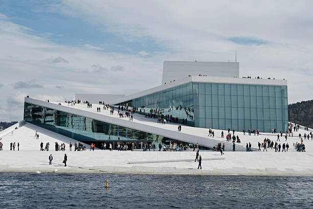 Oslo, Norway-April 2008.People visiting the new Opera House on a sunny day in April, right after the formal opening.
