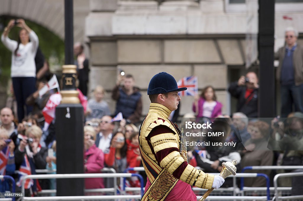 Senior Tambour Major dans le jubilé de diamant de la Reine procession d'État - Photo de Tambour Major libre de droits
