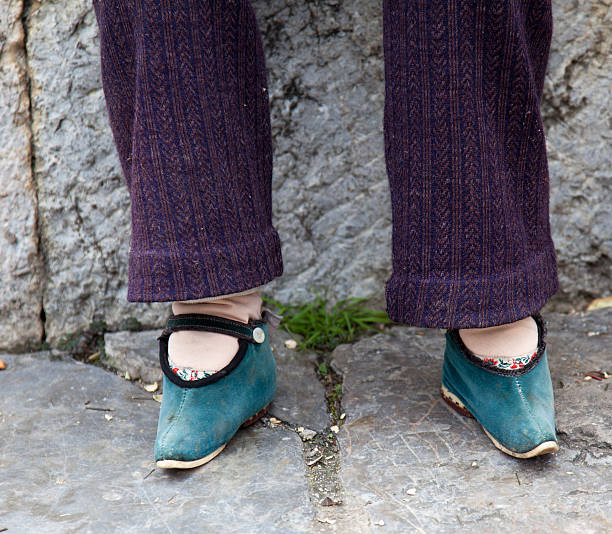 Foot binding -  Lotus Feet stock photo