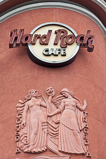 Neon sign of the Hard Rock Cafe stock photo