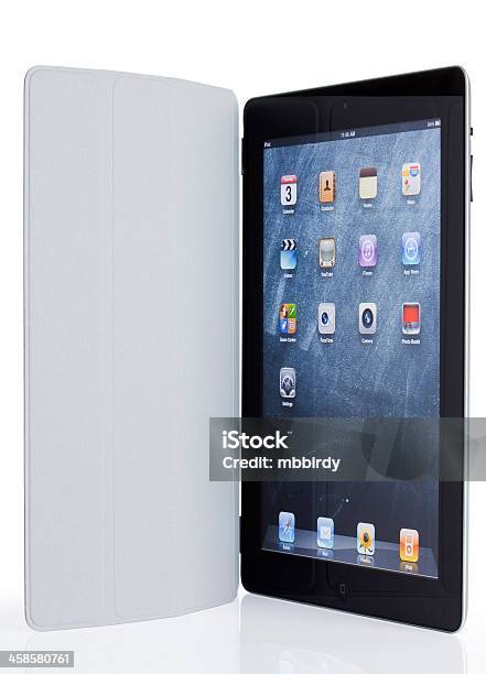 Apple Ipad2 Isolato Con Smart Cover - Fotografie stock e altre immagini di .com - .com, Bianco, Big Tech