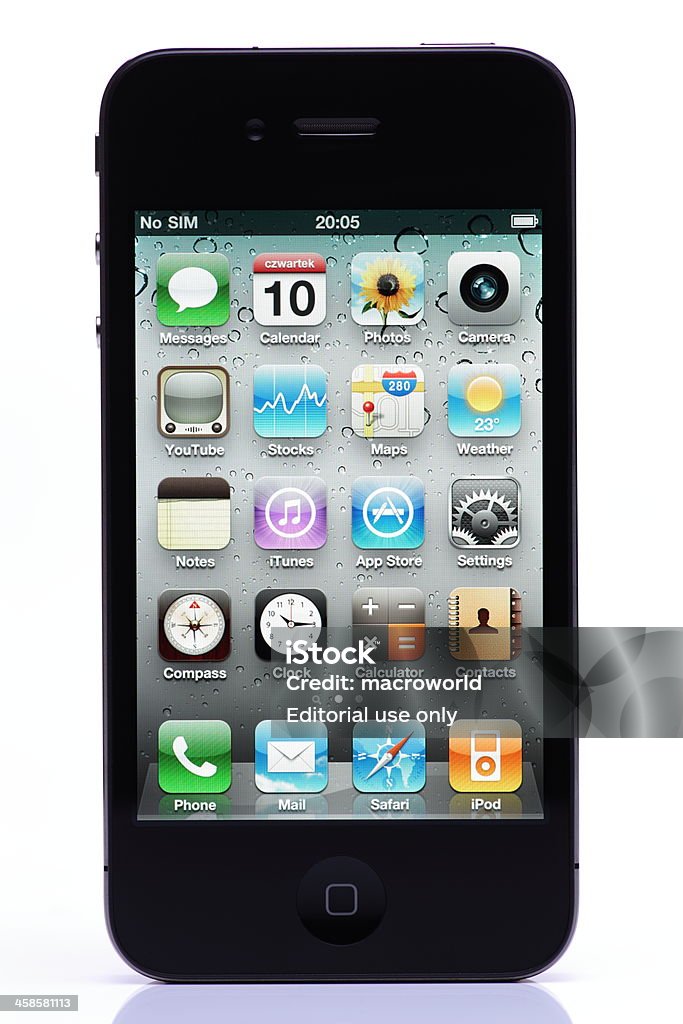 iPhone de cuarta generación Aislado en blanco - Foto de stock de 3G libre de derechos