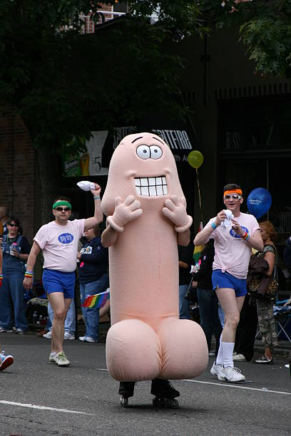 Rollerblading Penis at the Seattle Pride Parade stock photo