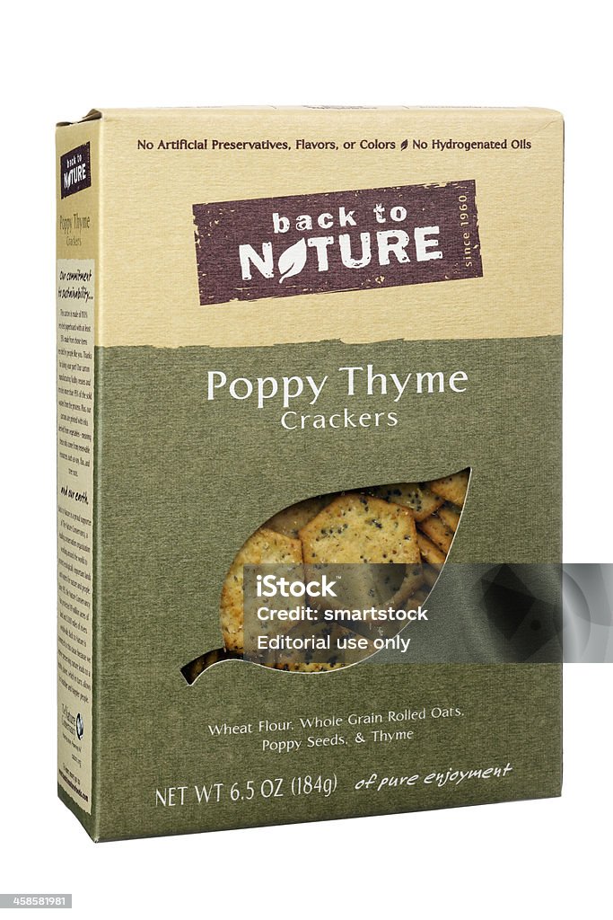 Volver a la naturaleza Poppy tomillo refrigerio con galletas - Foto de stock de Caja libre de derechos