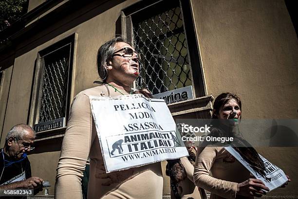 Animalisti Italiani Protest Against Milan Fashion Week On Septem Stock Photo - Download Image Now