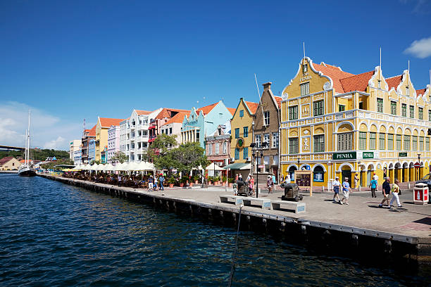 Classic view of Willemstad, Curacao Willemstad, Curacao - March 7, 2011: The waterfront of the historic Punda district in Willemstad, Curacao. The iconic Dutch colonial architecture makes this a UNESCO World Heritage Site. willemstad stock pictures, royalty-free photos & images