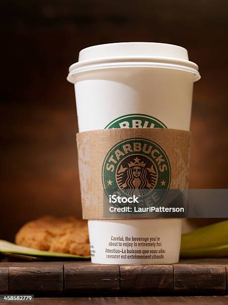 Starbucks Quotgrandequot 16oz Coffee With A Peanut Butter Cookie Stock Photo - Download Image Now