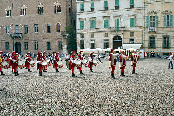 Medieval Band in Festival Parade stock photo