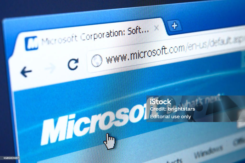 Microsoft no navegador da web - Foto de stock de Computador royalty-free