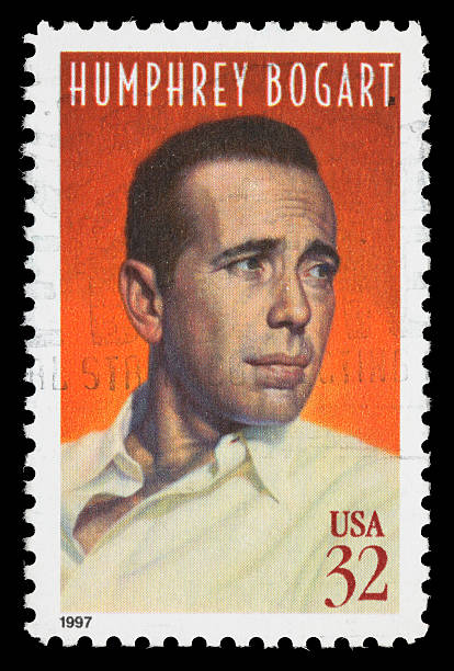 USA Humphrey Bogart postage stamp Sacramento, California, USA - January 8, 2011: A 1997 US postage stamp with an illustration of actor Humphrey Bogart (1899-1957).  The portrait was created by Michael J Deas based on a photograph of Bogart used to advertise the 1944 movie "The Big Sleep". humphrey bogart stock pictures, royalty-free photos & images