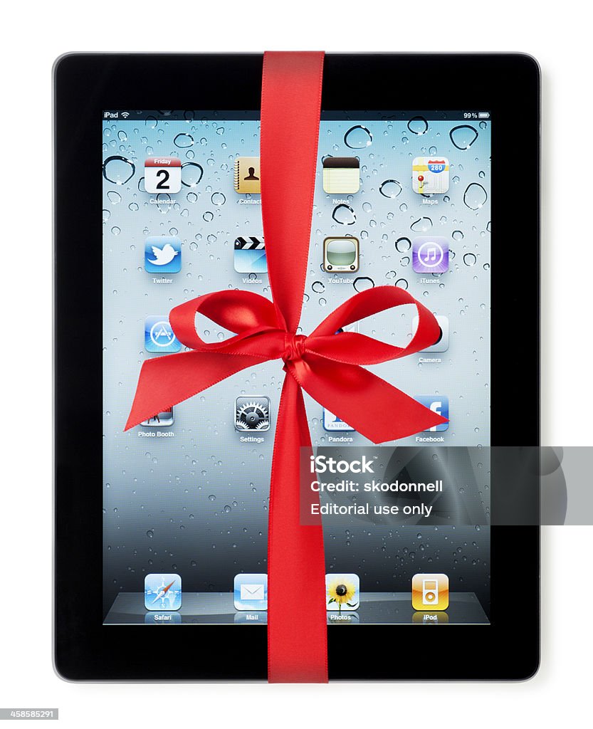 Apple iPad II con lazo rojo - Foto de stock de Aplicación para móviles libre de derechos