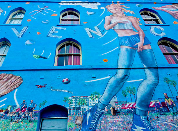 Venice Beach, USA - April 30, 2013: Mural Painting in Venice Beach, California