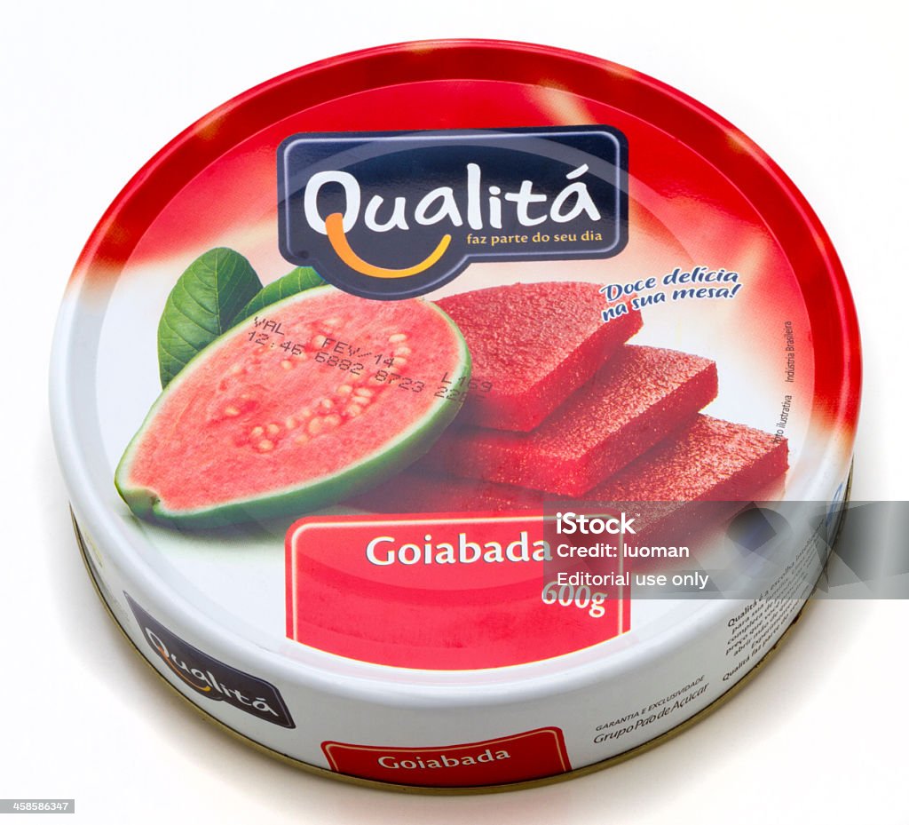 Guava Rio de Janeiro, Brazil - June 12, 2011: Can of goiabada sold in brazilian supermarkets. Is a sweet made with guava fruit and a lot of sugar. It can also be made pasty (is this case is normally handmade). Generally served with cheese as it is very sweet. Brazil Stock Photo