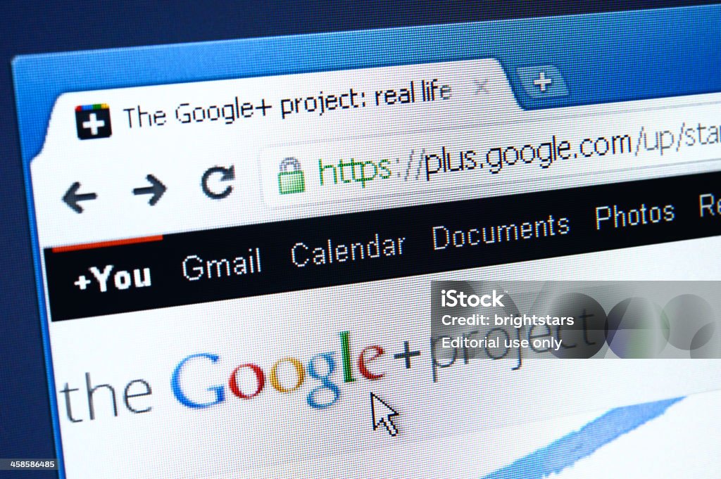 Google no navegador da web - Foto de stock de Cursor royalty-free